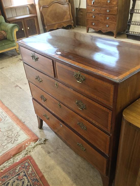 Mahogany and satinwood cross-banded five-drawer chest